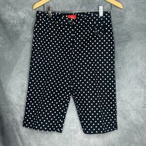 Oscar de la Renta Crop Pants W Sz 6 Preppy Dark Academia Black White Polka Dot